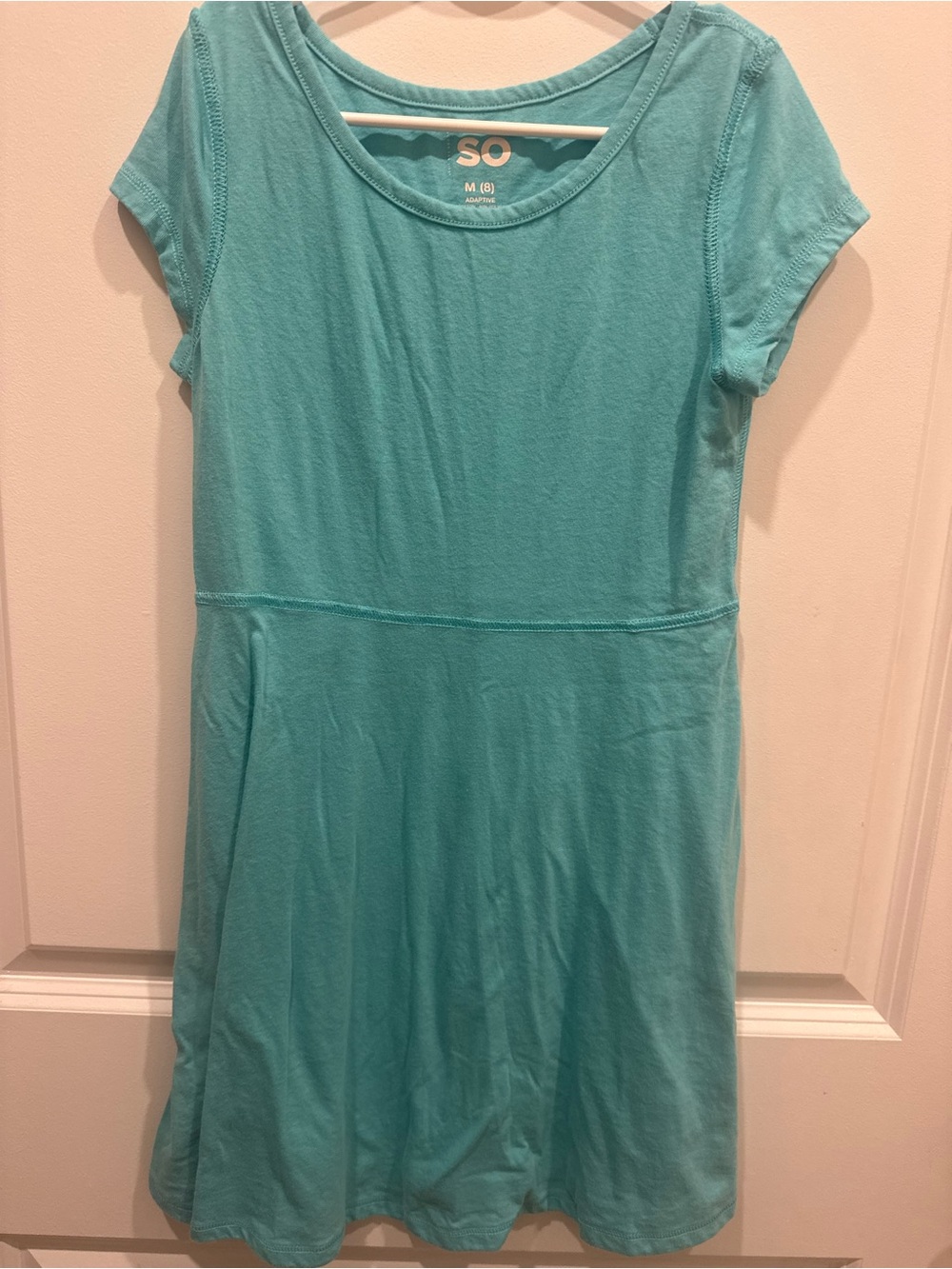 SO Girls' Teal Scoop-Neck Short Sleeve Dress
